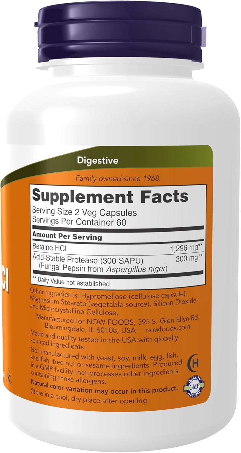 NOW Foods Supplements, Betaine HCl