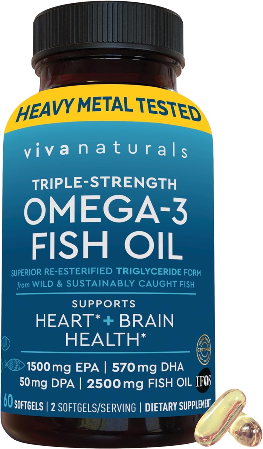 Viva Naturals Triple Strength Omega 3 Fish Oil Pills